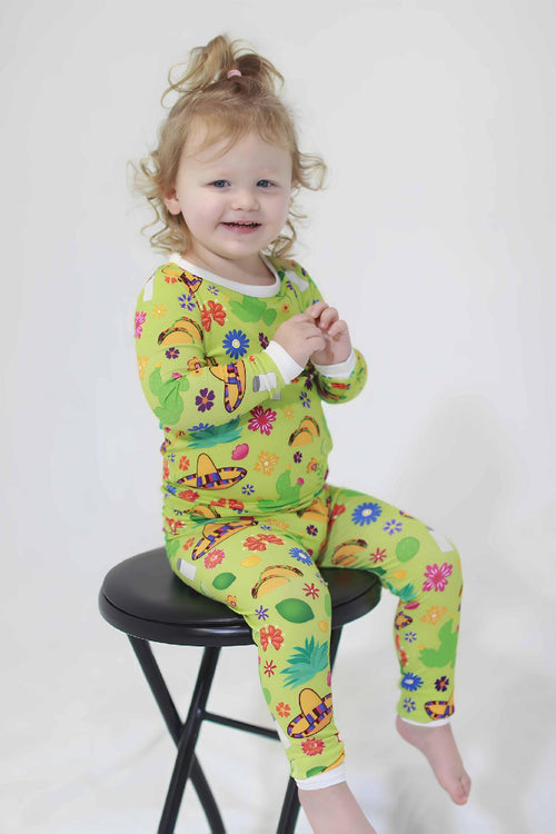 Taco Bout Cute Toddler Sitting Lime Green Bamboo Pajamas