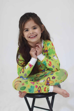 Taco Bout Cute Two Piece Lime Green Bamboo Pajamas
